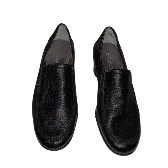 Aerosols Women Slip On Low Wedge Shoe Black Leather 7.5 NWOT Comfy Office Loafer - Picture 2 of 11